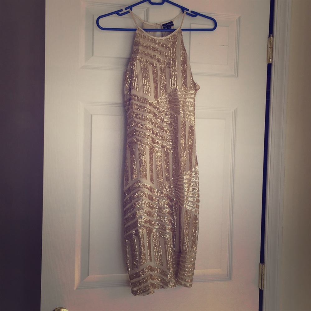 Gold sequin dress